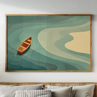 Solitary Vessel Approaches Golden Shore