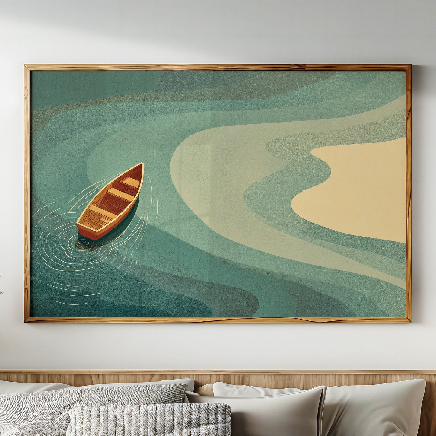 Solitary Vessel Approaches Golden Shore