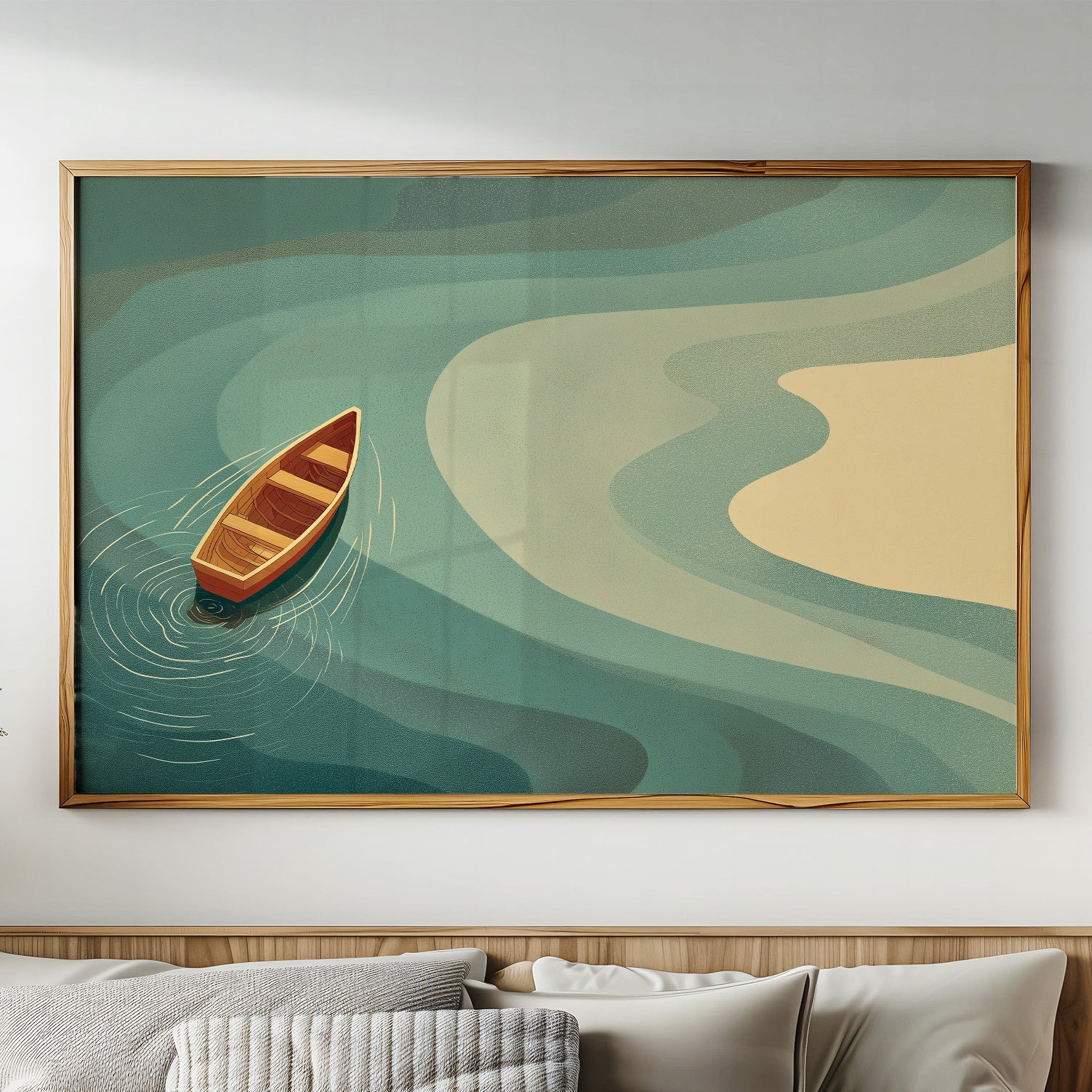 Solitary Vessel Approaches Golden Shore