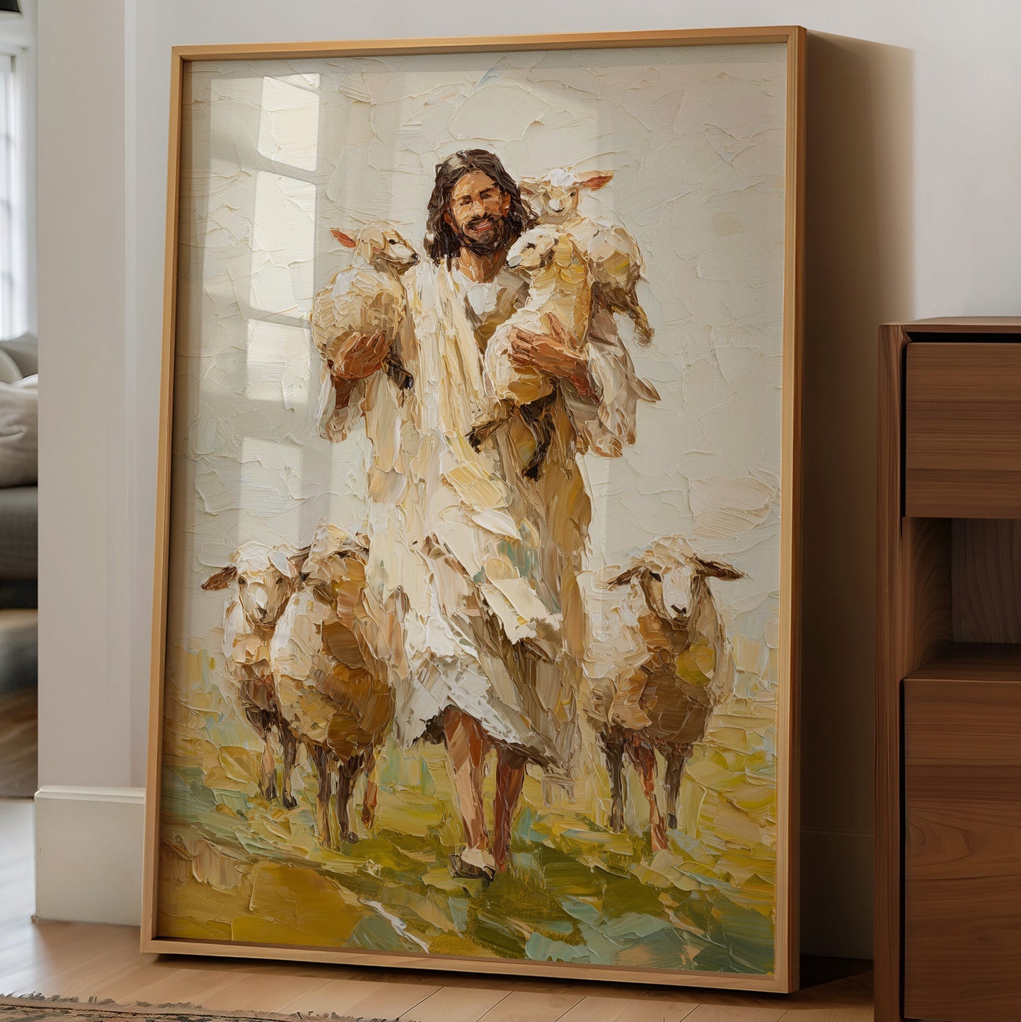 Shepherd's Embrace in Golden Fields