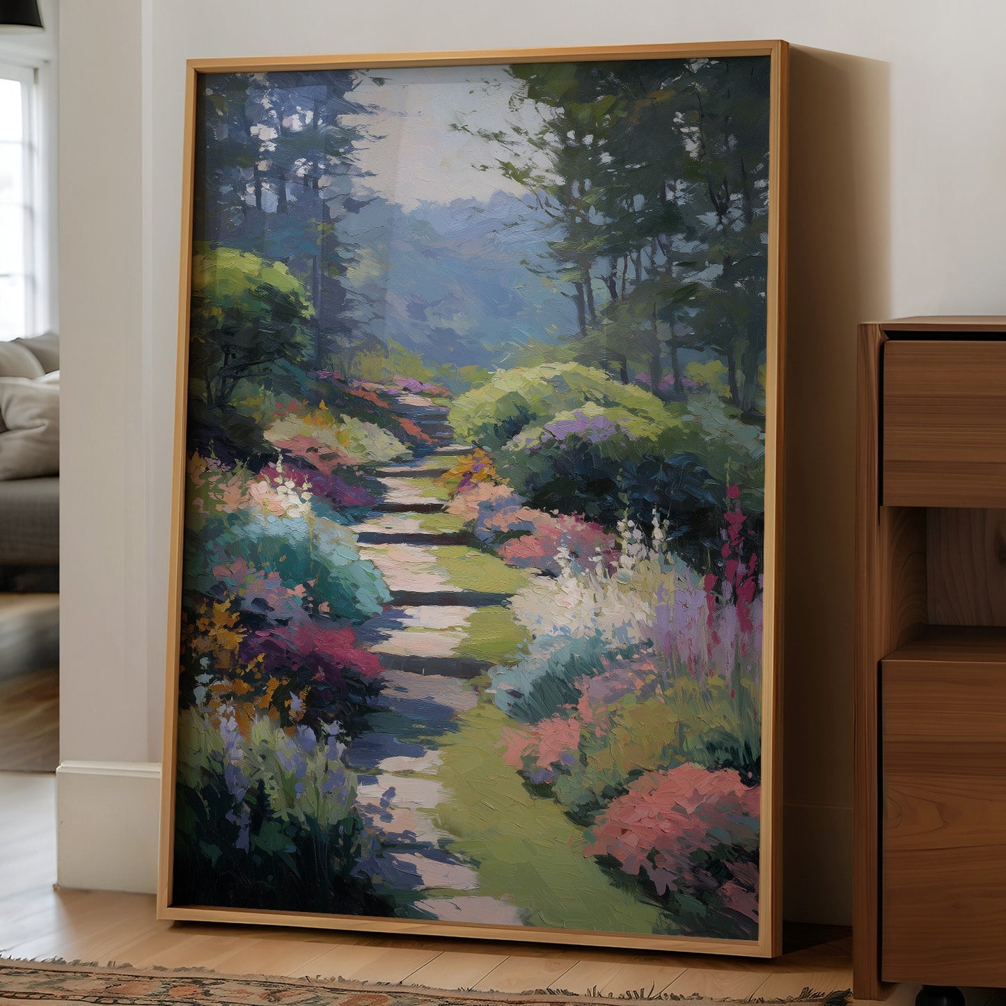 Steps Rise Through Blooming Hillside