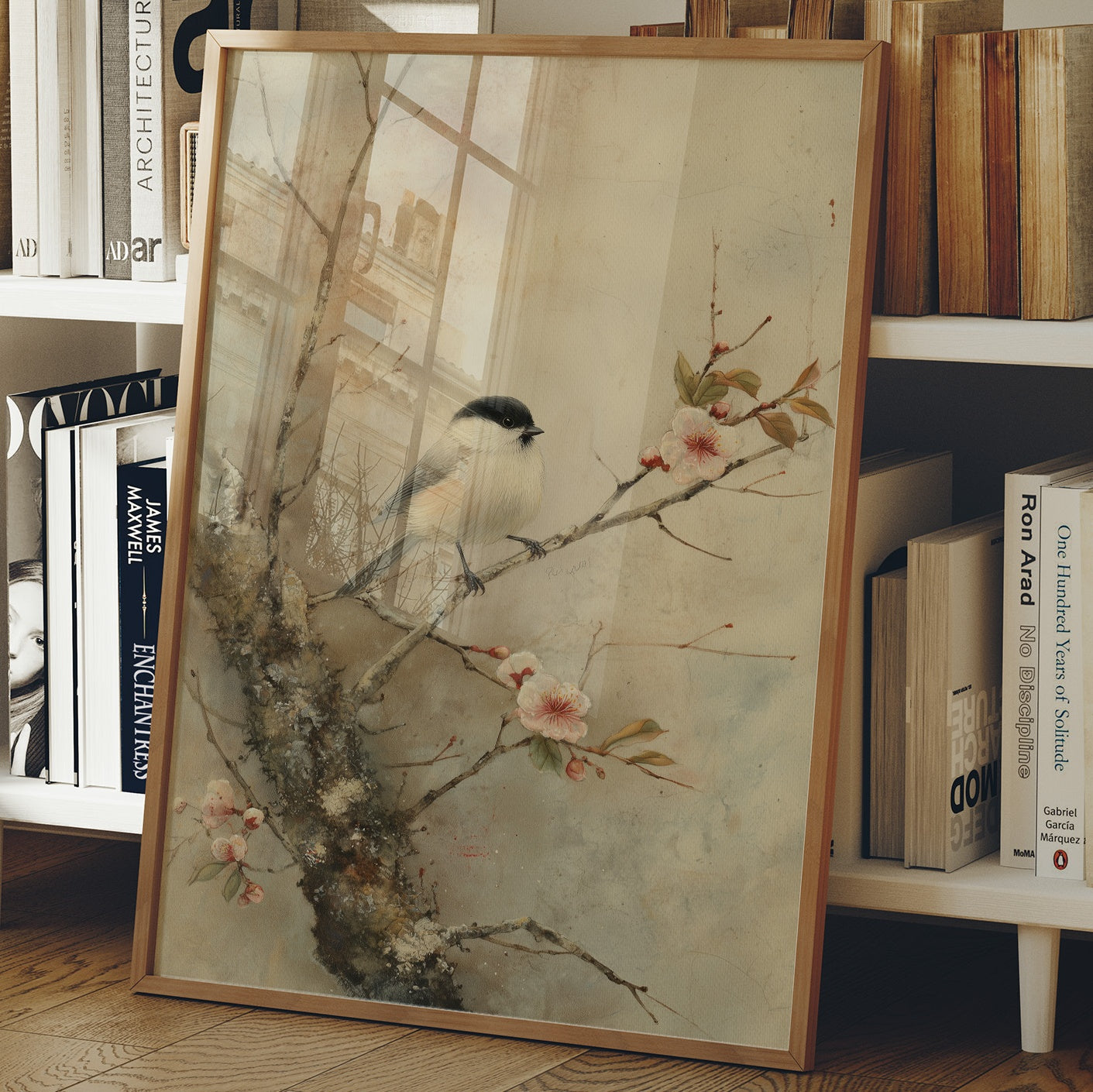 Little Bird Meets Cherry Blossom Spring