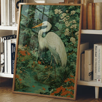 White Heron Among Garden Secrets