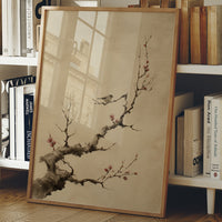 Small Birds Rest On Cherry Blossoms