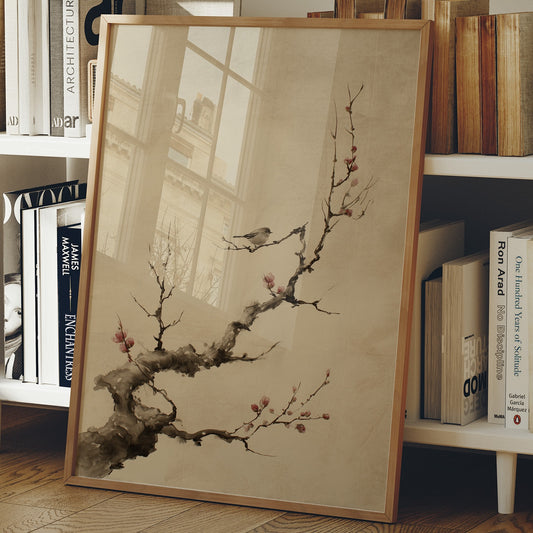 Small Birds Rest On Cherry Blossoms