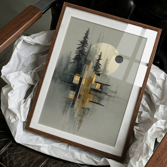 Geometric Pines Meet Rising Moon