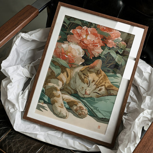 Afternoon Naps Between Coral Peonies