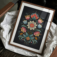 Midnight Garden Blooms In Coral