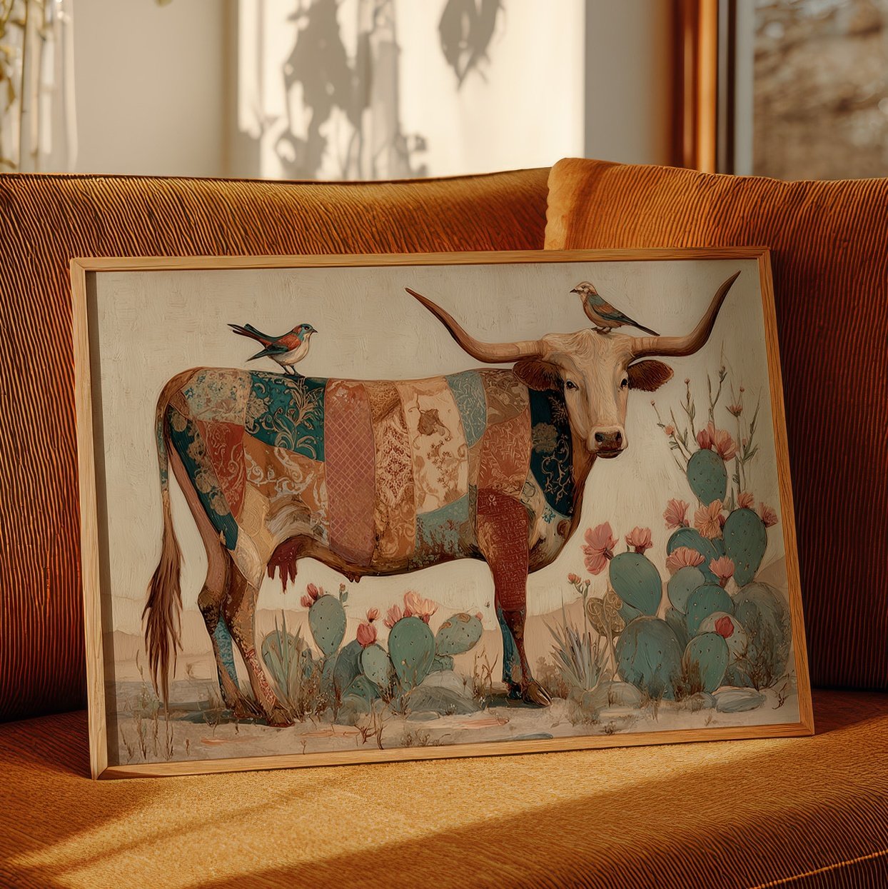 Patchwork Longhorn Hosts Tiny Visitors