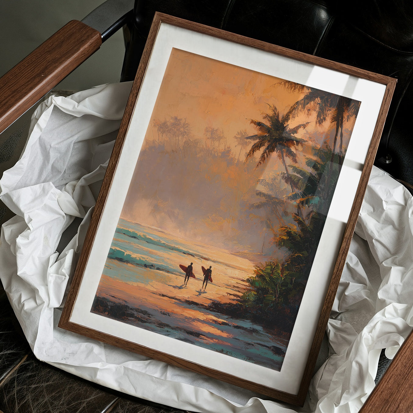 Sunset Surfers Await Their Wave