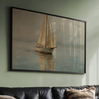 Sailboat Drifts Through Morning Mist