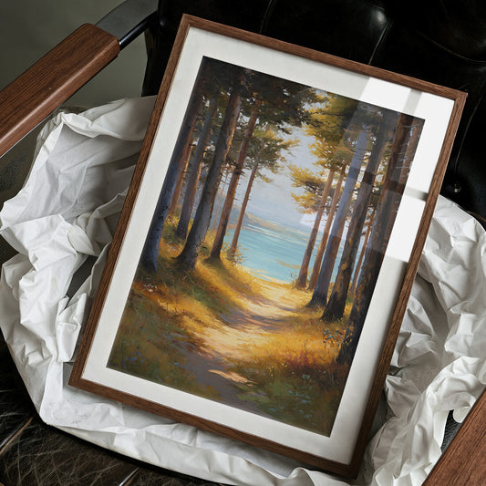 Forest Path Meets Azure Waters