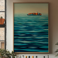 Solitary Vessel Crosses Teal Expanse
