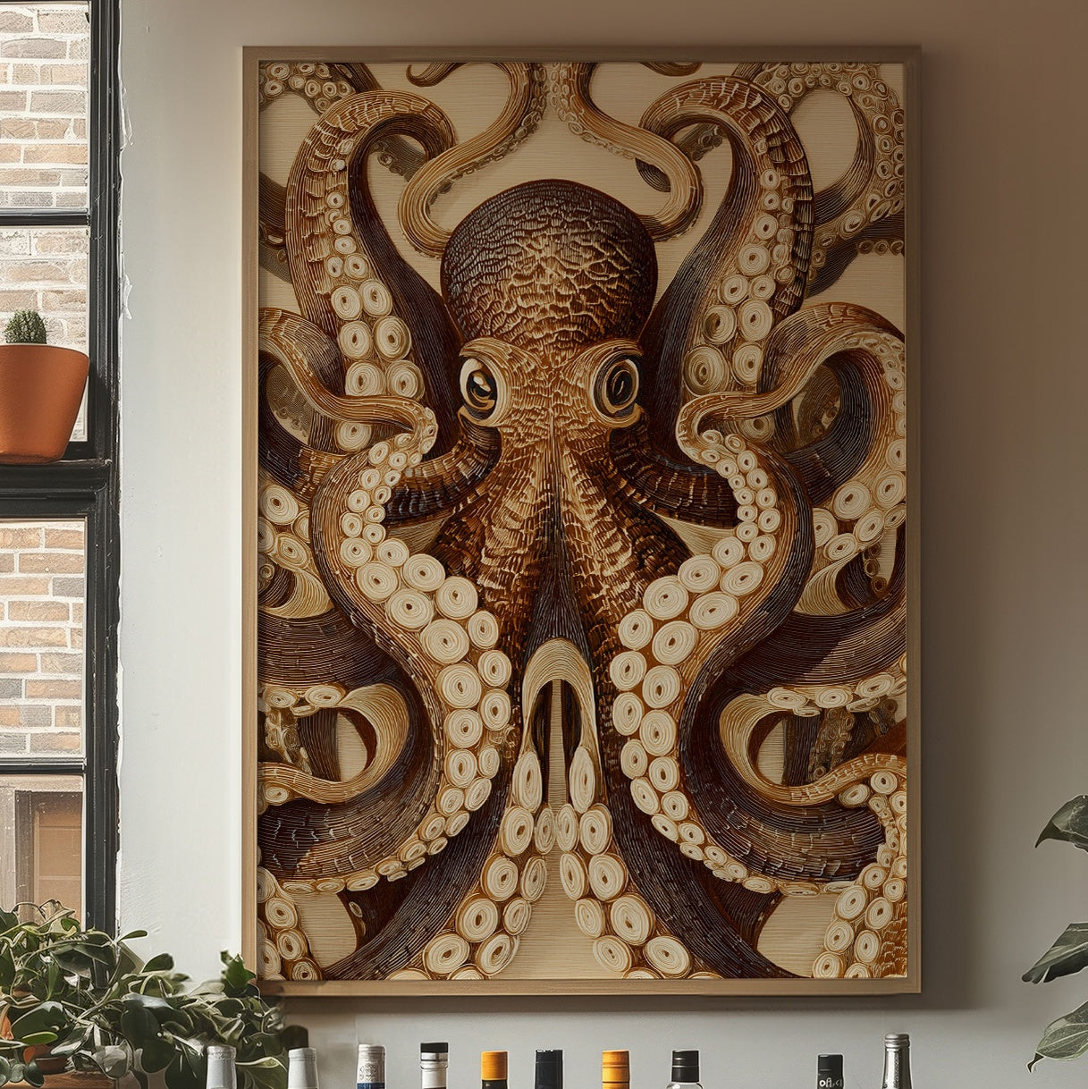 Tentacles Embrace Sepia Shadows