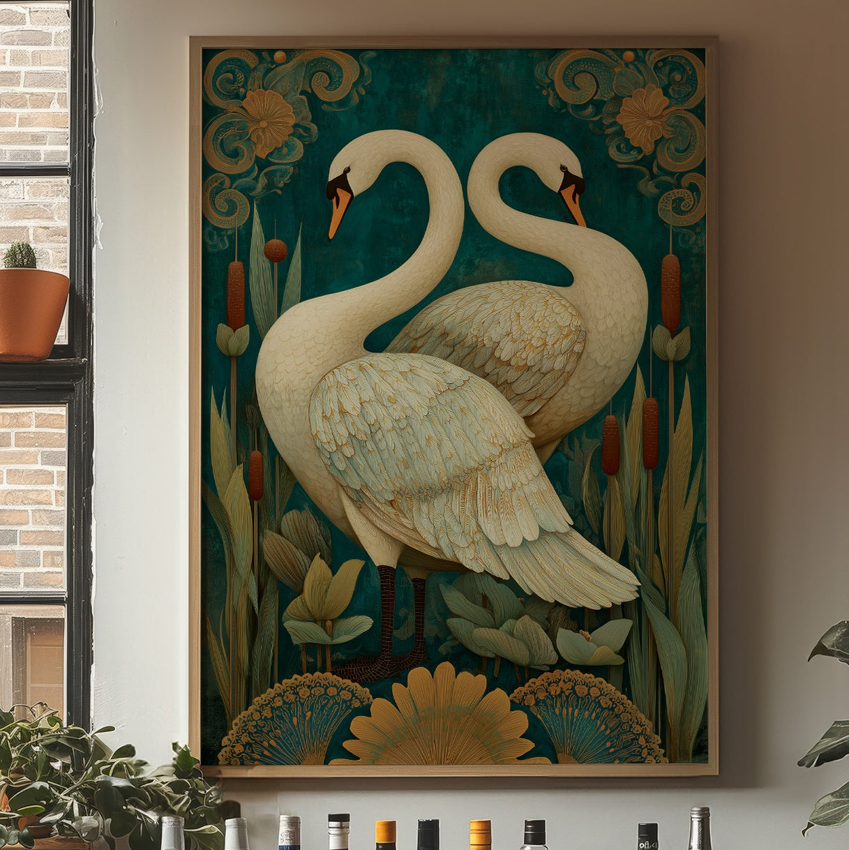 Elegant Duet Against Emerald Waters