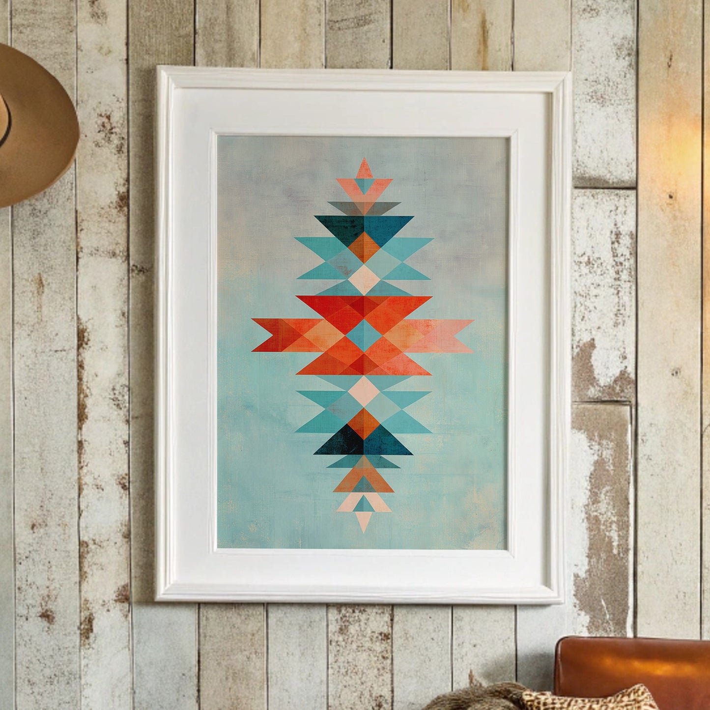 Geometric Harmony in Turquoise and Coral