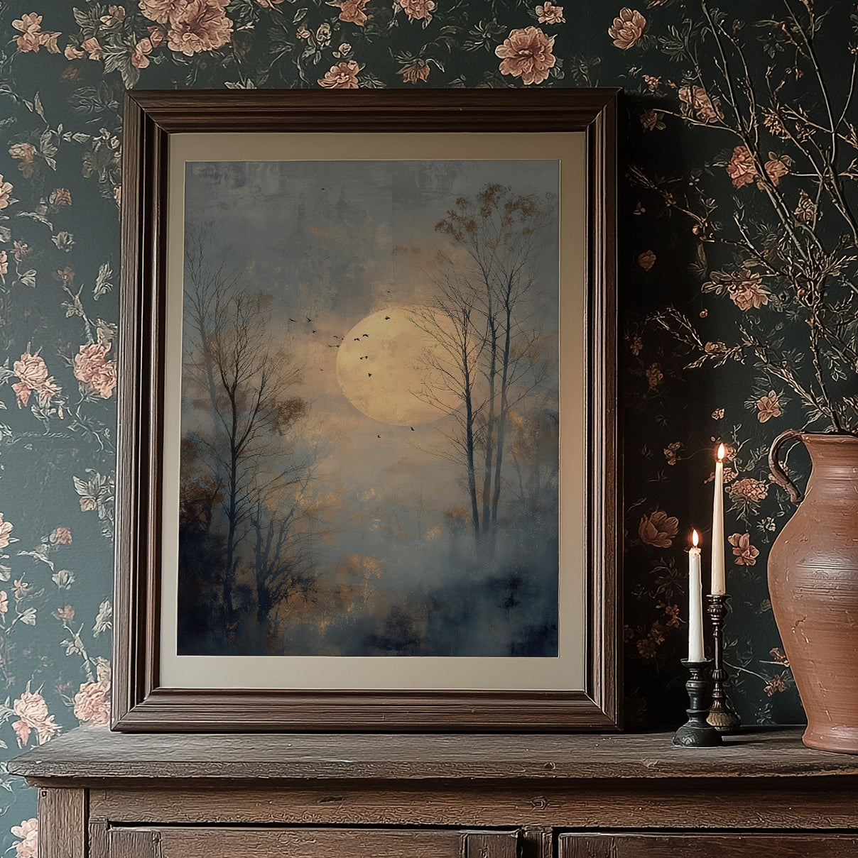 Birds Circle The Winter Moon