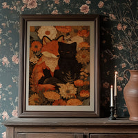 Autumn Fables Between Fox And Cat
