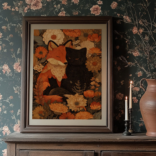 Autumn Fables Between Fox And Cat