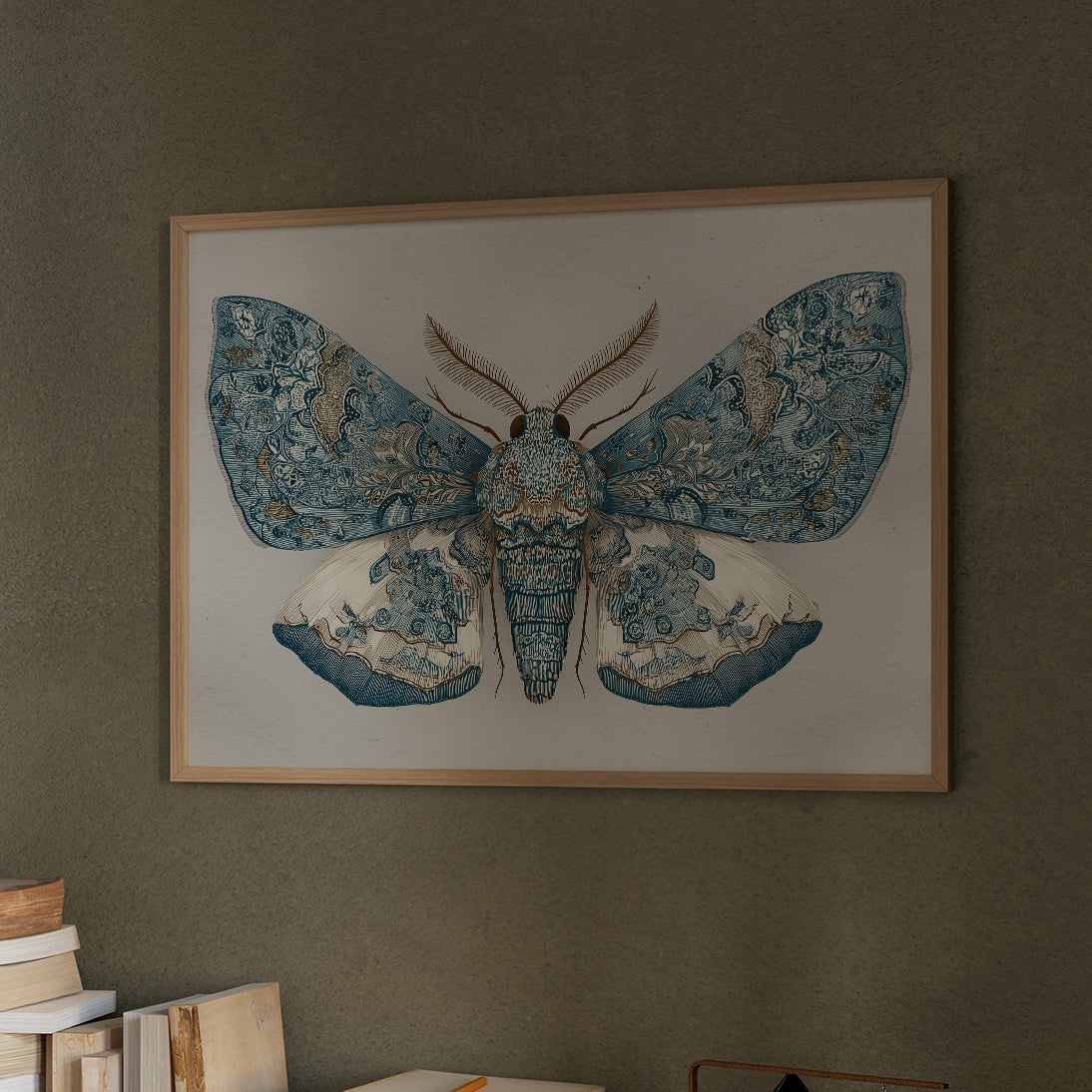 Azure Wings Among Leather Spines