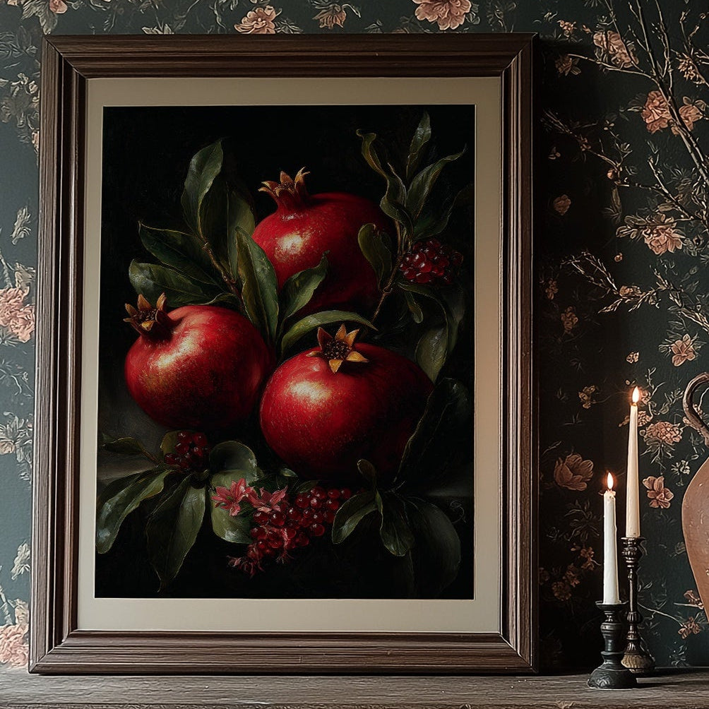 Crimson Jewels Against Midnight Canvas