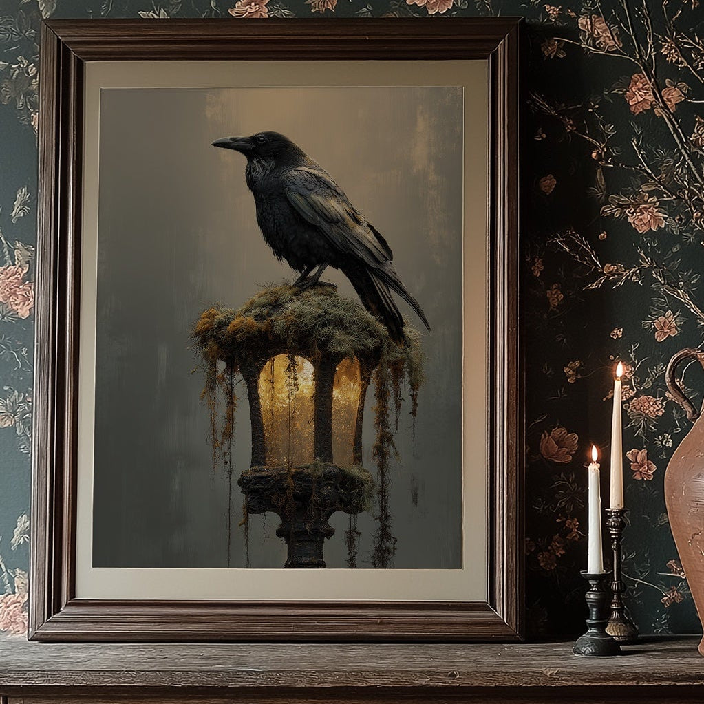 Raven Perches On Ancient Light