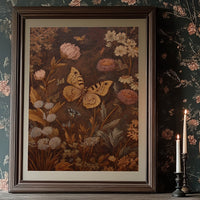 Golden Moths Among Vintage Blooms