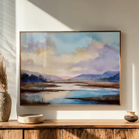 Lavender Lakes Between Distant Hills