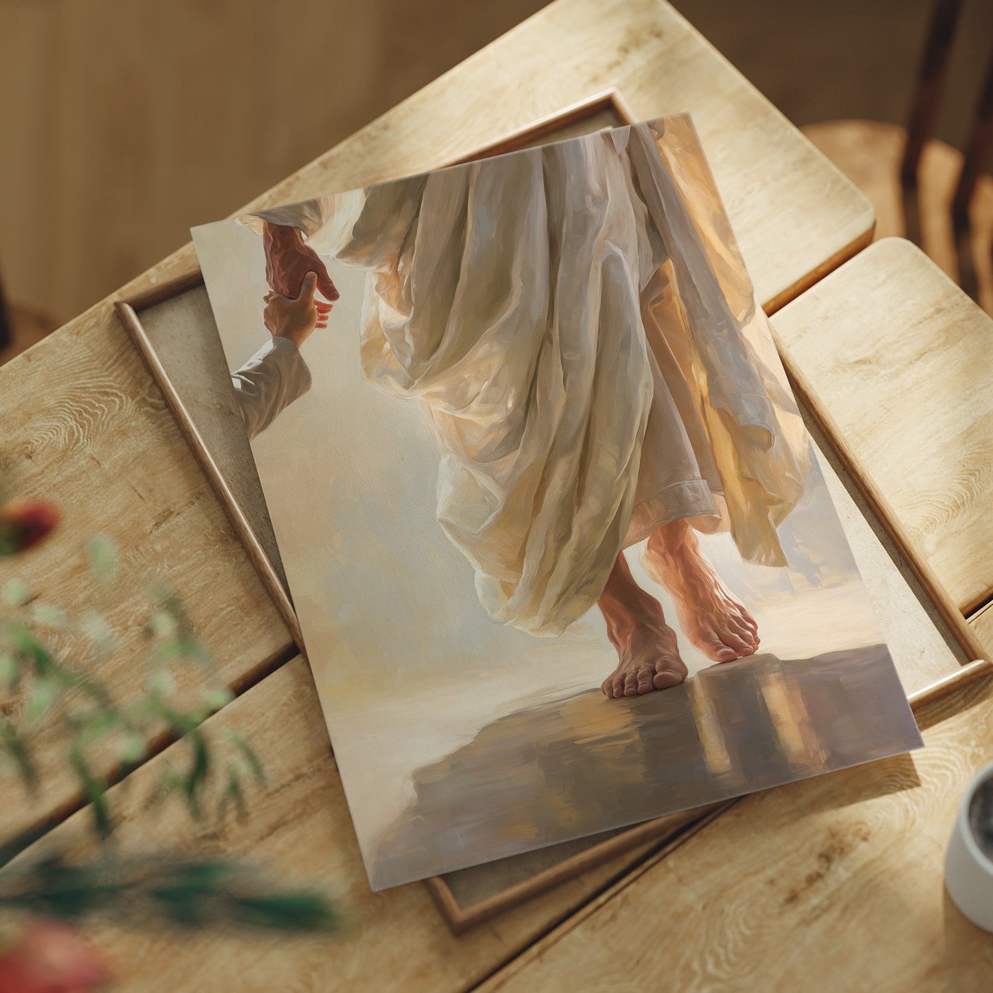 Sunlit Fabric Meets Bare Steps