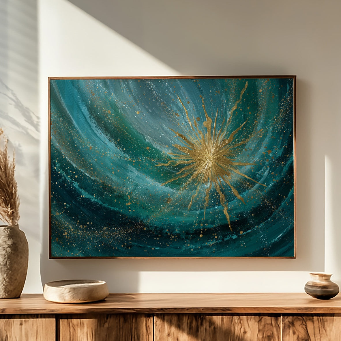 Teal Cosmos Births Golden Star