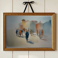 Mediterranean Promenade in Watercolor Haze