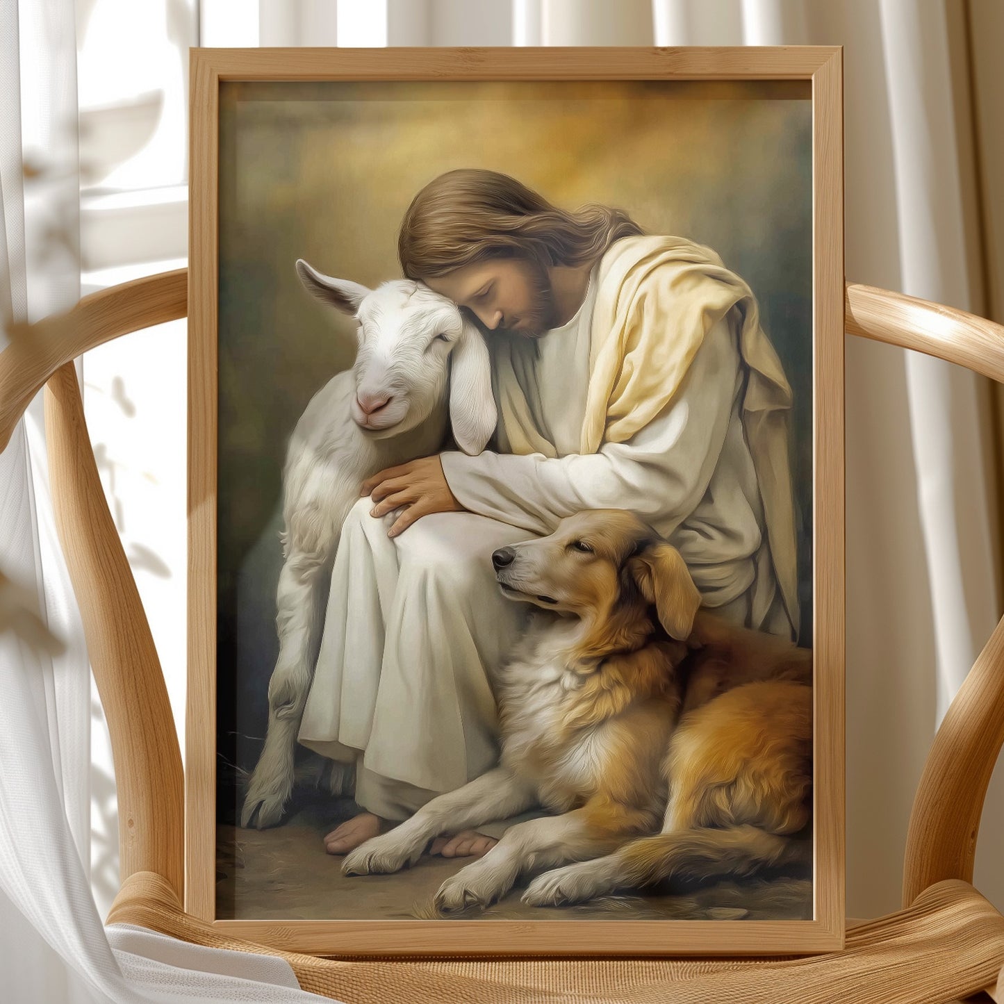 Gentle Guardian Embraces Creation's Innocence