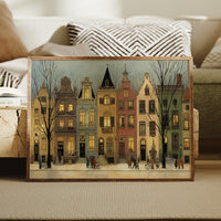 Twilight Gathering Along Cobbled Streets