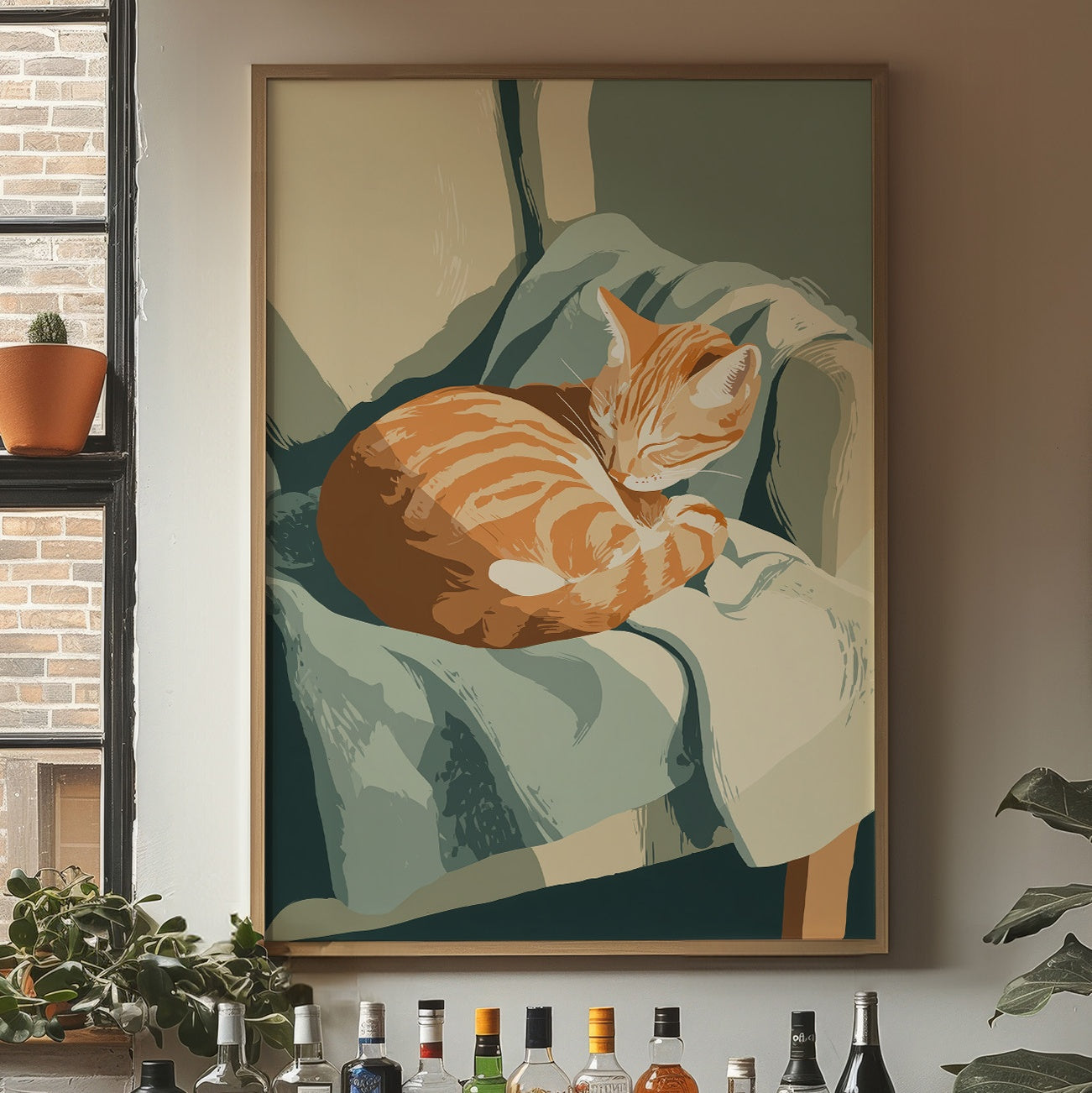 Ginger Kitten Curls In Gentle Arms