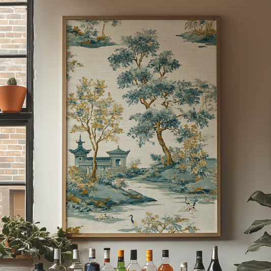 Cranes Wade Through Distant Temples