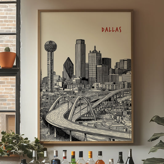 Highways Curve Through Big D Skyline