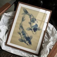 Blue Koi Dance In Golden Light