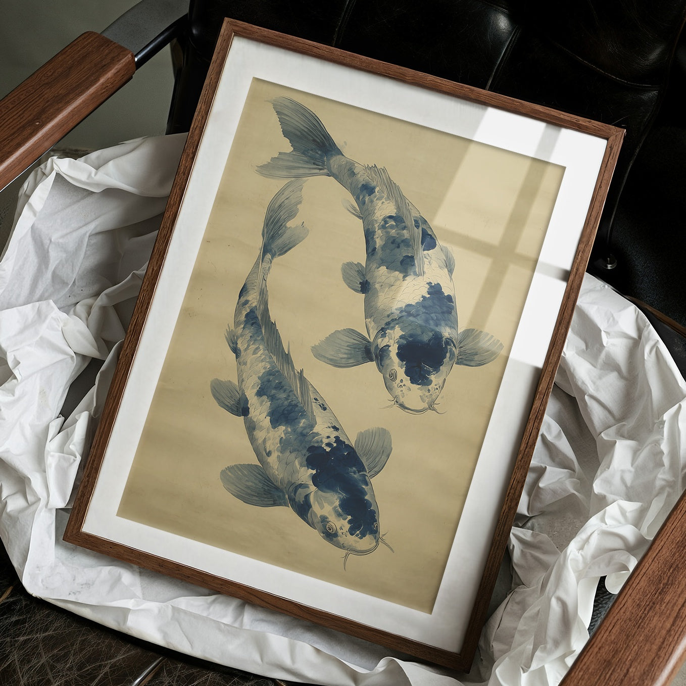 Blue Koi Dance In Golden Light