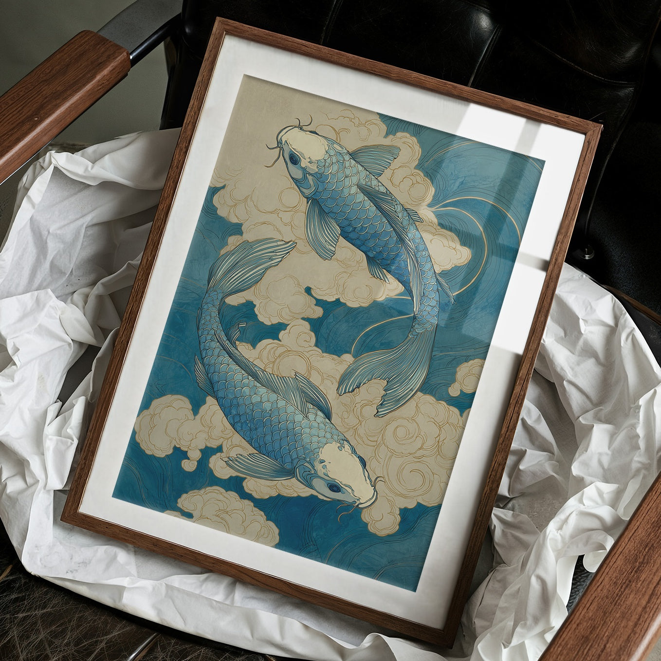 Azure Koi Dance Through Clouds