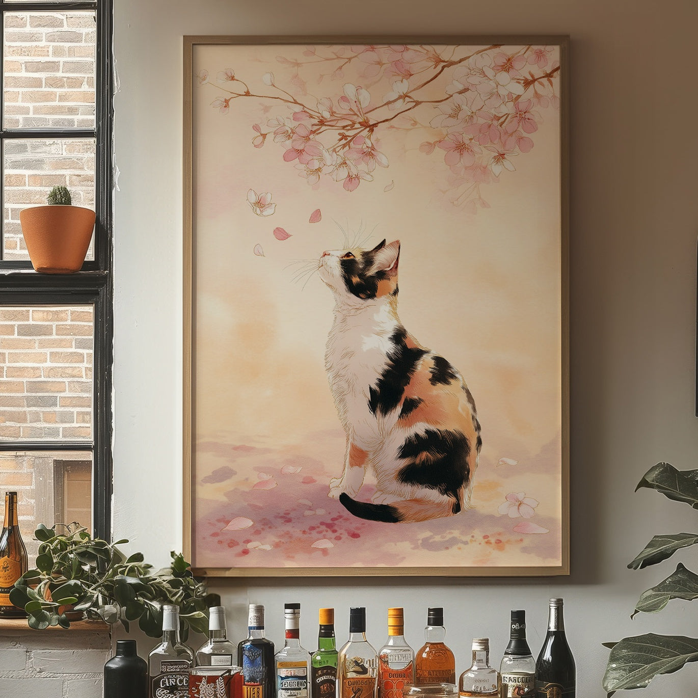 Calico Dreams Under Cherry Blossoms