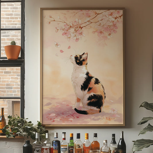 Calico Dreams Under Cherry Blossoms
