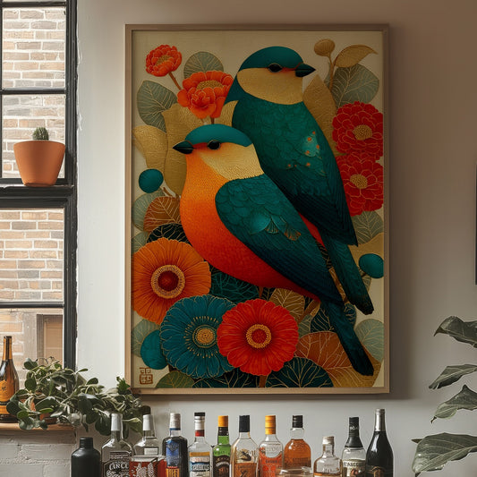 Birds Dance Among Coral Blooms