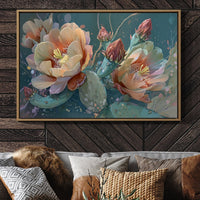 Desert Blooms Against Teal Sky