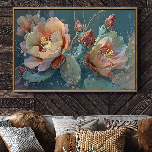 Desert Blooms Against Teal Sky