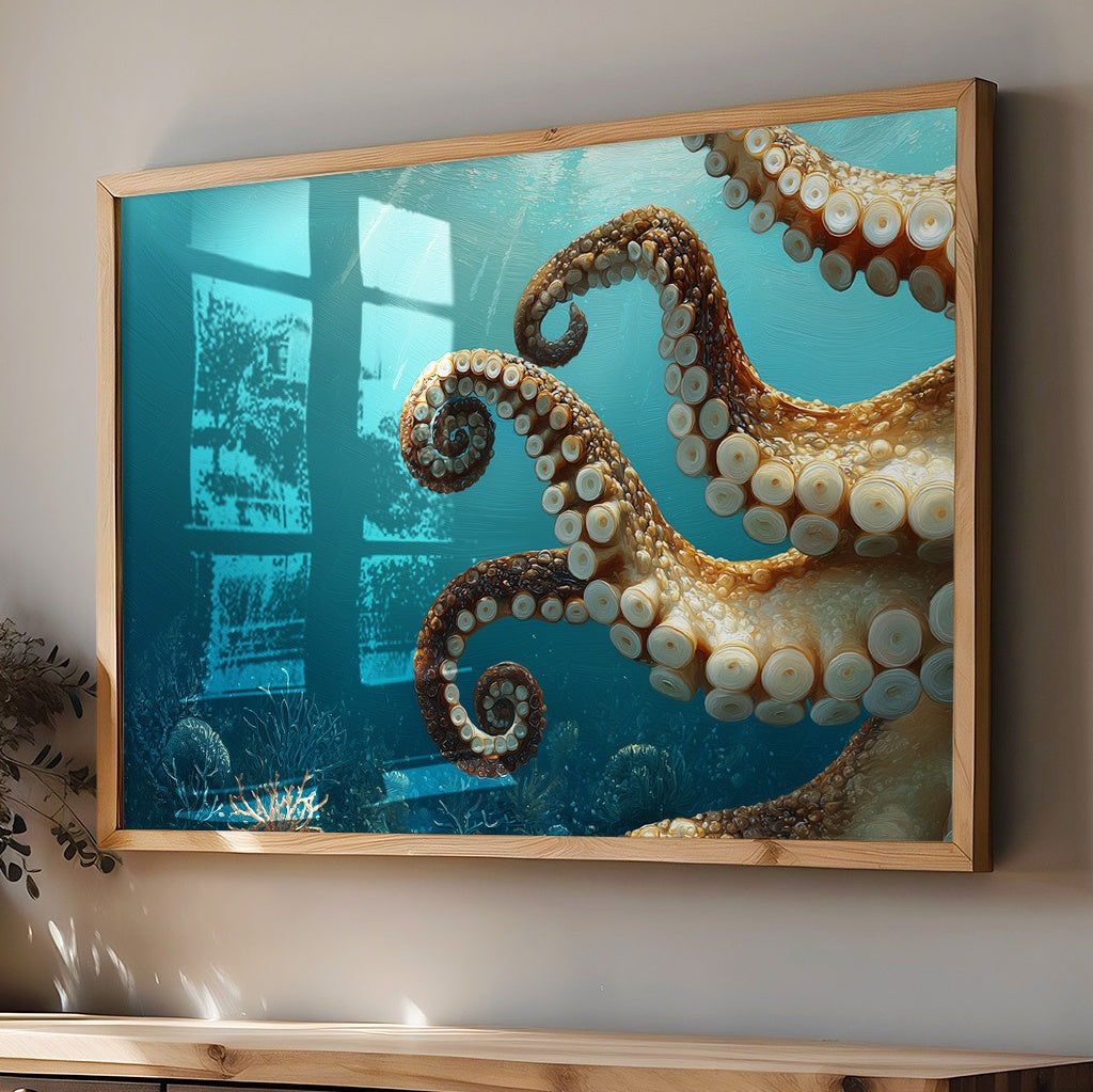 Tentacles Dance In Turquoise Depths