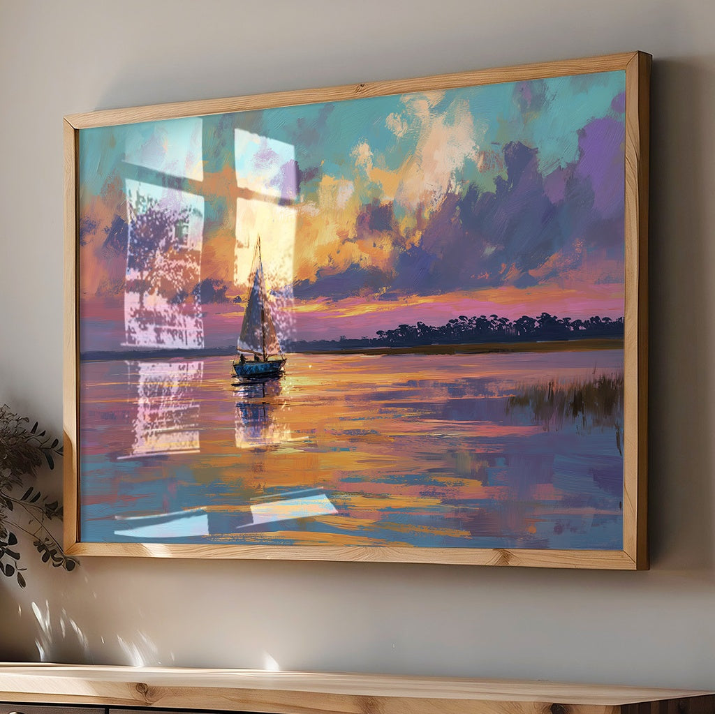 Sunset Voyage On Still Waters