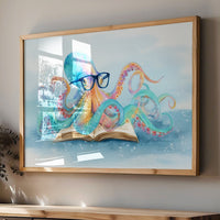 Curious Octopus Reads Ancient Tomes