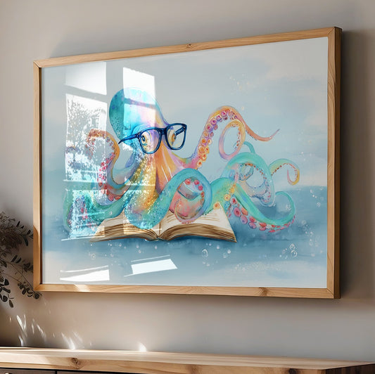 Curious Octopus Reads Ancient Tomes