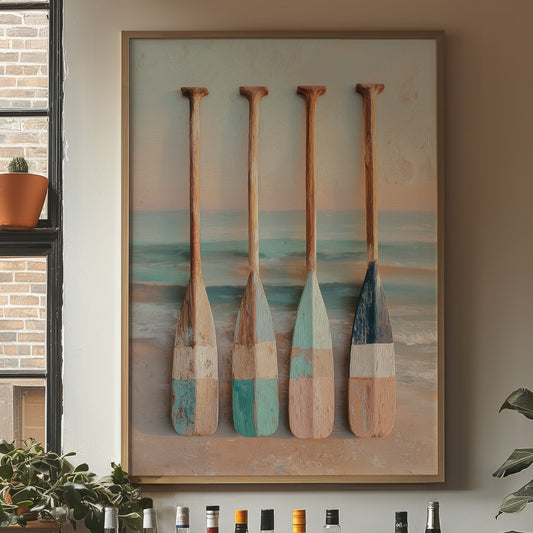 Coastal Oars Rest Between Tides