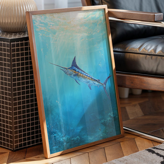 Azure Hunter Beneath Sunlit Waves